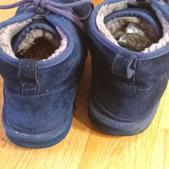 UGG Neumel Blue Suede Sheerling Lined Tie Up Chukka Boots Sz 12 main image 6